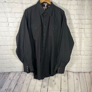 Ely Cattleman Tall Man Snap Long Sleeve  Shirt Country Western size XXLT Black‎
